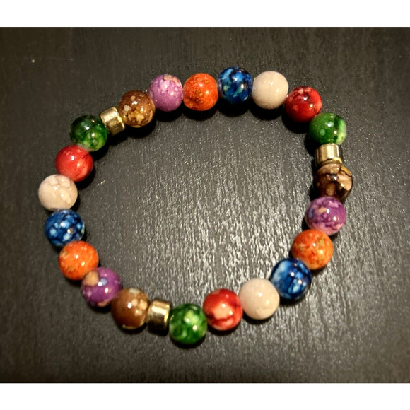 7 Chakra Wealth Stretch Beaded Bracelet Acrylic Beads Healing Energy Fashion - Picture 1 of 6